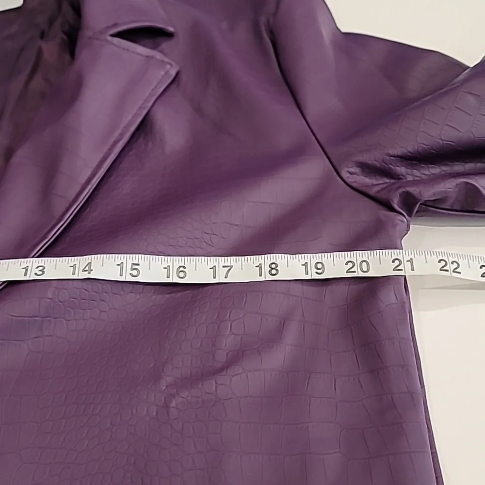 Suicide Squad Pleather Croc Print Trench Coat Purple Medium - Picture 12 of 16